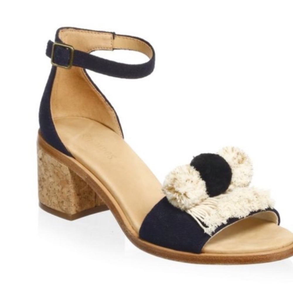 NWOT Soludos Pom-Poms Block Heel Sandals new